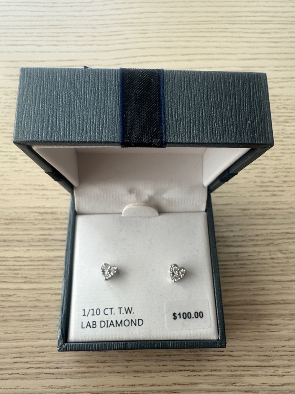 Heart Lab Diamond Stud Earrings in Silver - 1/10 CT. T.W.
